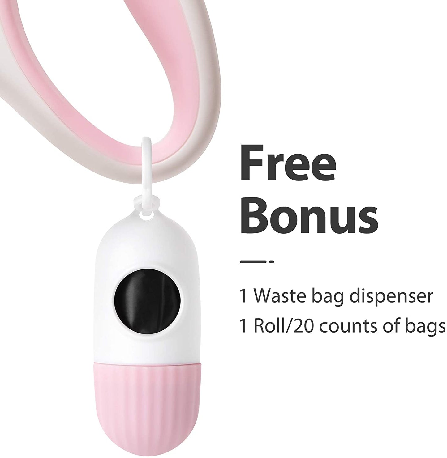 Retractable Dog Leash with Waste Bag Dispenser, 10 Ft Leash for Extra Small Dogs or Cats up to 18 lbs, Anti-Slip Handle, Tangle-Free Design, Reflective Nylon Tape (XS, White)