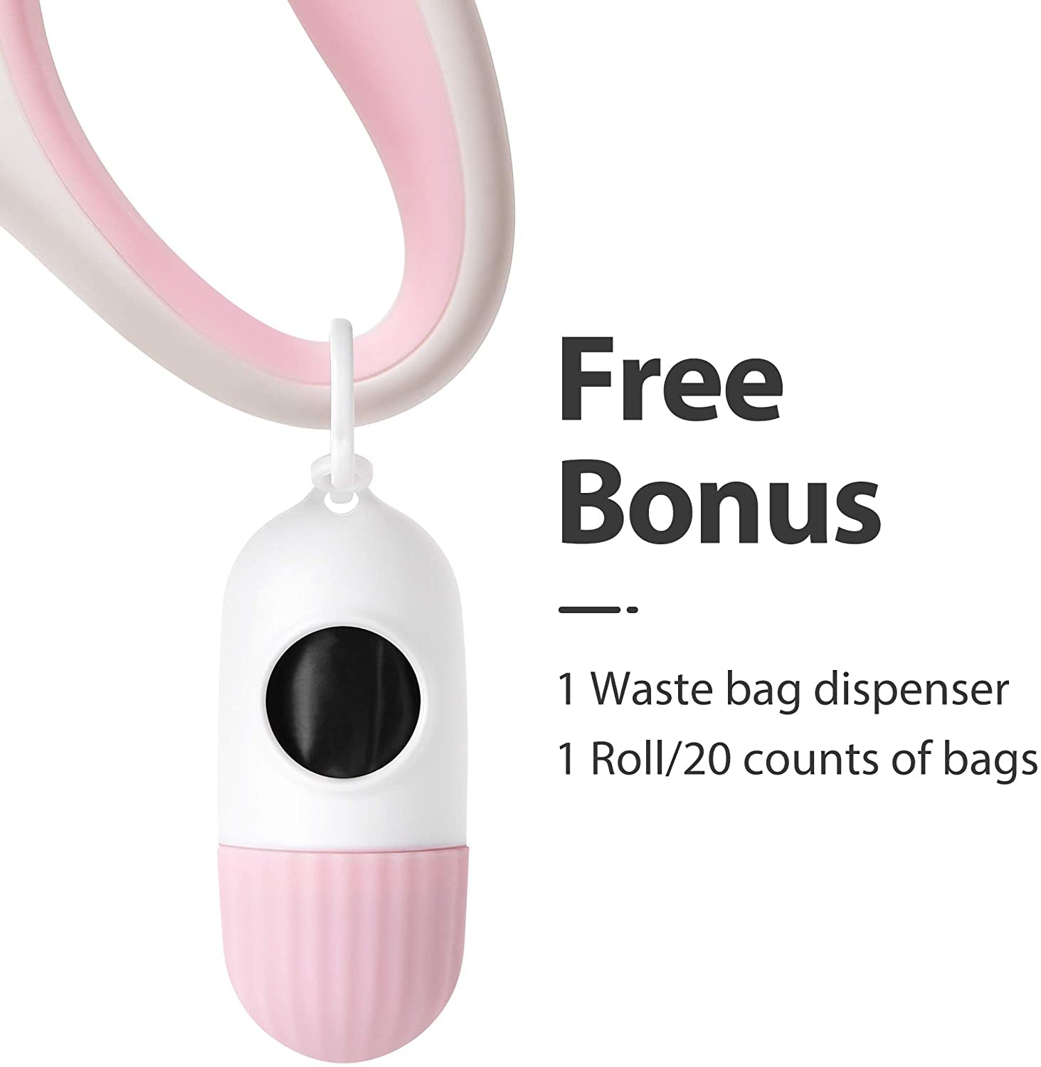 Retractable Dog Leash with Waste Bag Dispenser, 10 Ft Leash for Extra Small Dogs or Cats up to 18 lbs, Anti-Slip Handle, Tangle-Free Design, Reflective Nylon Tape (XS, White)