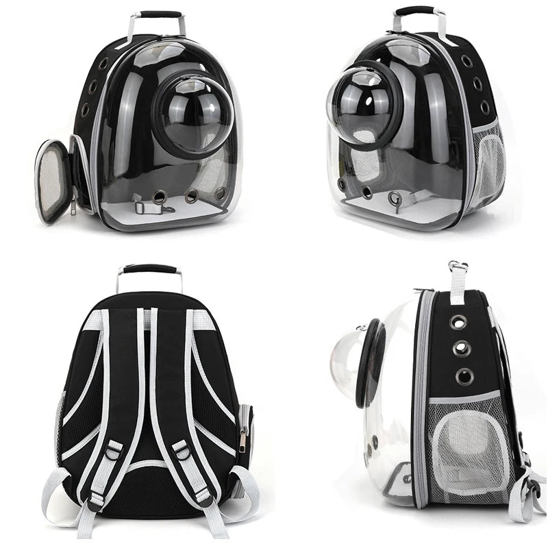 Transparent Pet Backpack Carrier - Breathable Space Capsule Design for Cats and Dogs
