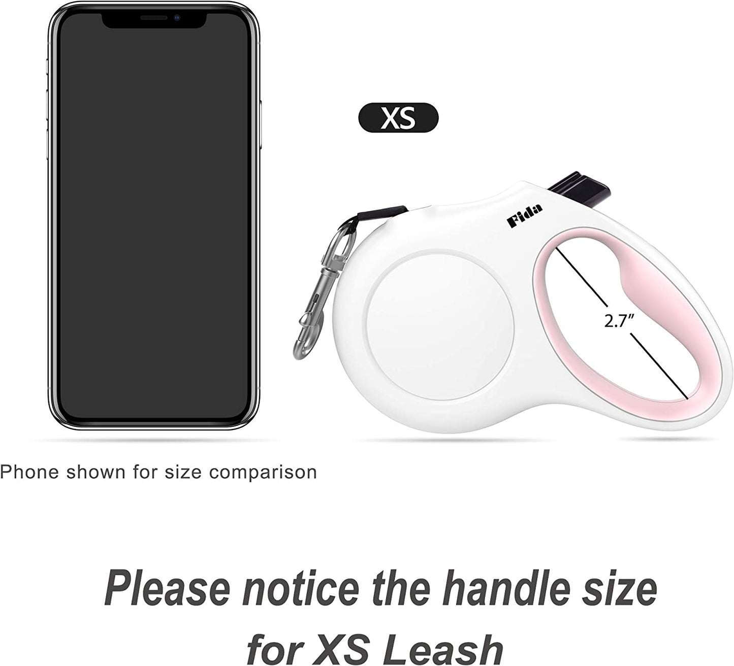 Retractable Dog Leash with Waste Bag Dispenser, 10 Ft Leash for Extra Small Dogs or Cats up to 18 lbs, Anti-Slip Handle, Tangle-Free Design, Reflective Nylon Tape (XS, White)