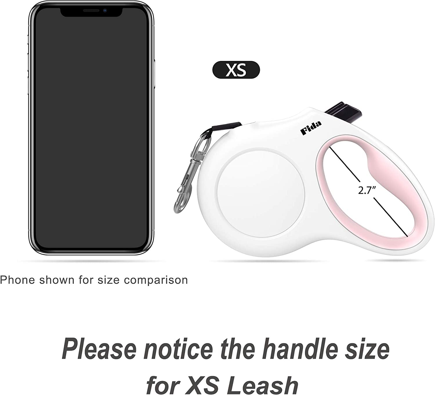 Retractable Dog Leash with Waste Bag Dispenser, 10 Ft Leash for Extra Small Dogs or Cats up to 18 lbs, Anti-Slip Handle, Tangle-Free Design, Reflective Nylon Tape (XS, White)