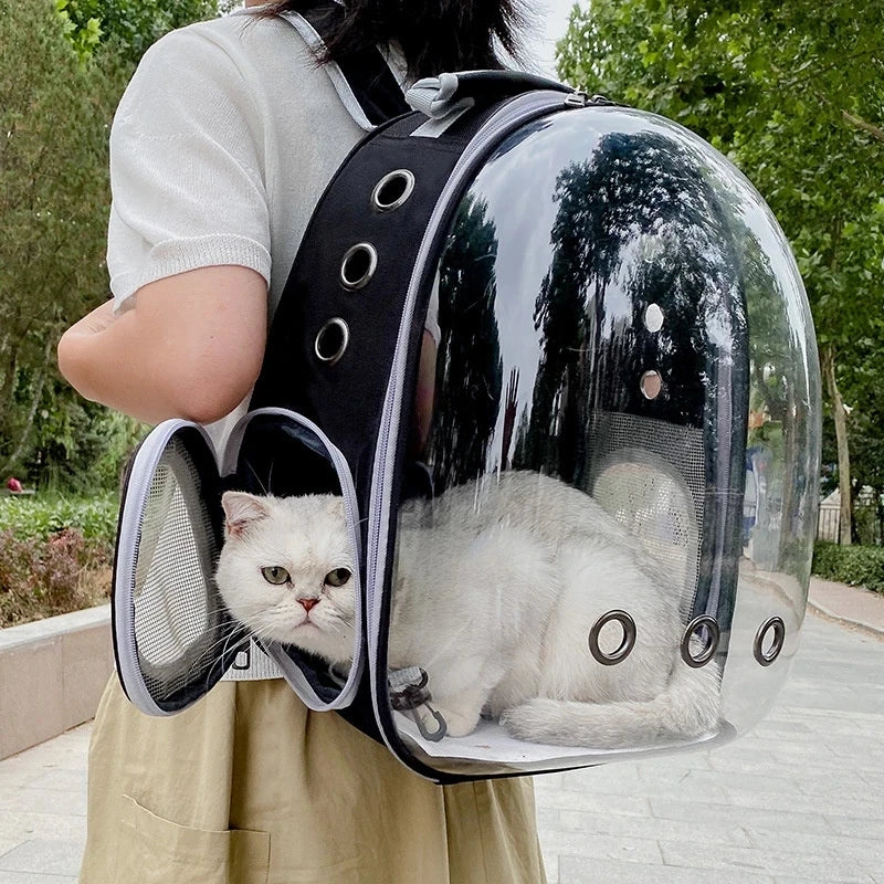 Transparent Pet Backpack Carrier - Breathable Space Capsule Design for Cats and Dogs