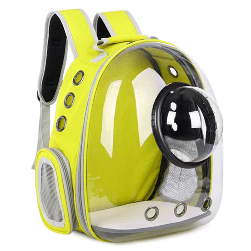 Transparent Pet Backpack Carrier - Breathable Space Capsule Design for Cats and Dogs