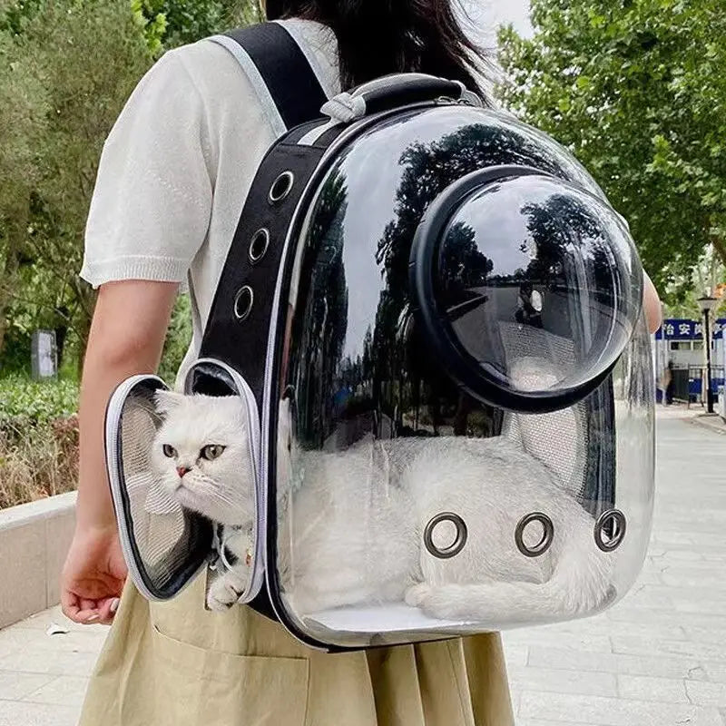 Transparent Pet Backpack Carrier - Breathable Space Capsule Design for Cats and Dogs